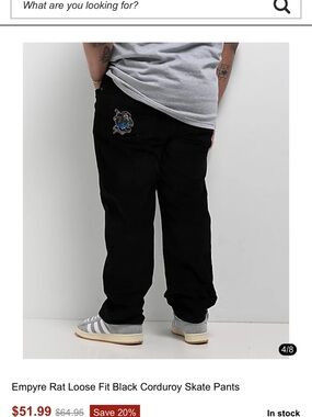 Empyre Black Loose-Fit Corduroy Skate Pants with Patch